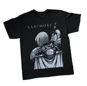 Claymore Black T-shirt, Crew Neck Casual Shirts, Vintage Graphic Tees, Unisex Tshirt Gothic Grunge Y2k Emo Scene Amity Affliction Style Clothes Gifts For Men Women Streetwear Menswear Womenswear