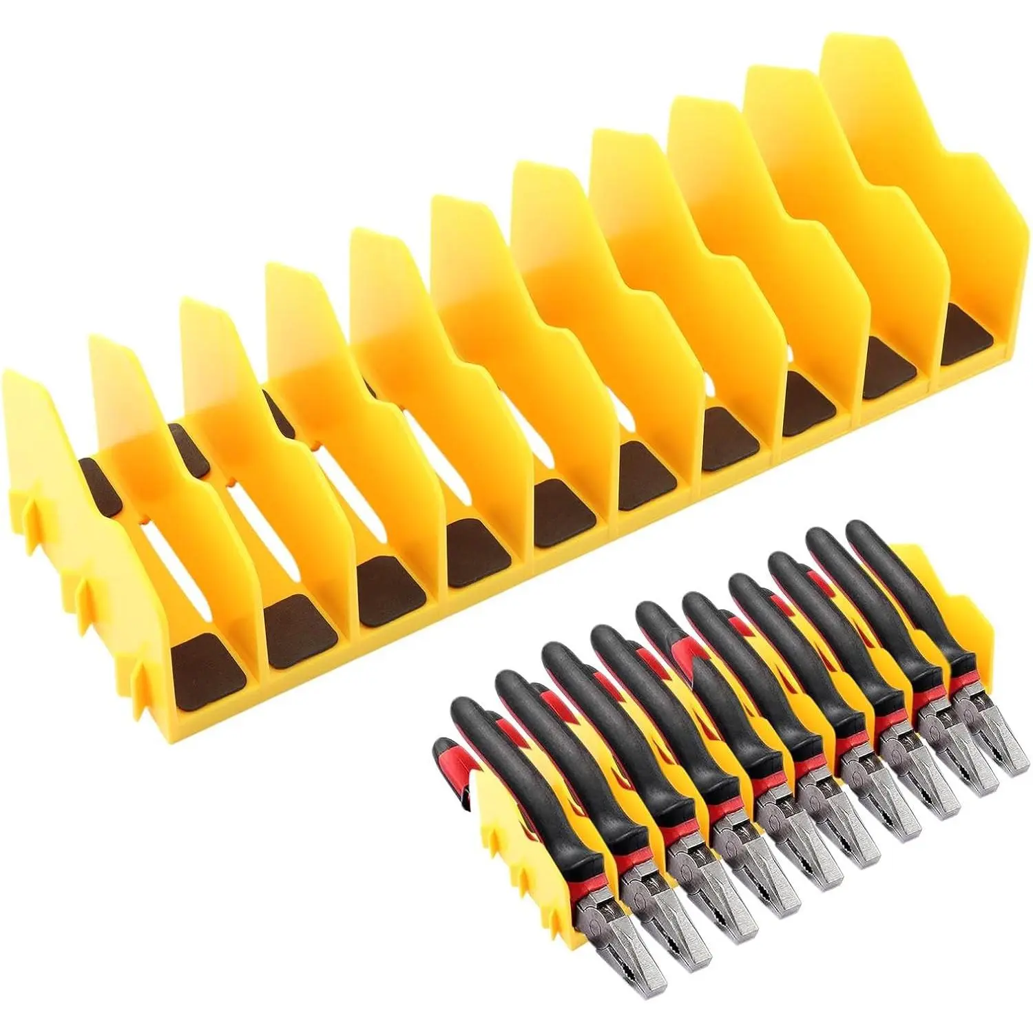 Plier Organizer, Plier Rack, Plier Holder and Cutter Organizer with Non-Slip Rubber Base, PlierOrganizer for Tool Box Drawer, 10 Slots, Tool Storage, Plier Rack