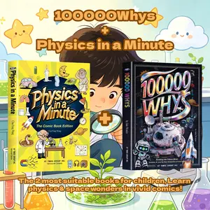 100000WHYS+Physics in a Minute Comic Book Edition Fun Science Learning for Kids & Adults,,Fun Science Book,Stem Learning Book,Cartoon Physics Guide fact