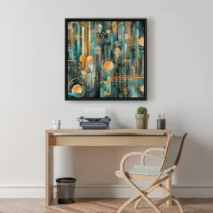 212 MAIN Artistic Astrological Machinery Wall Art Print - 24x24 in Orange Framed Artwork, Home Decor for Home Aesthetic & Colorful Style Room Wall Decoration