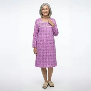 Women's No Peek Open Back Flannel Nightgown