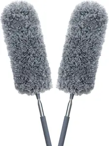 2 Pack Mini Microfiber Feather Duster for Cleaning, with Extendable Pole, Hand Washable Dusters, Cleaning Tools