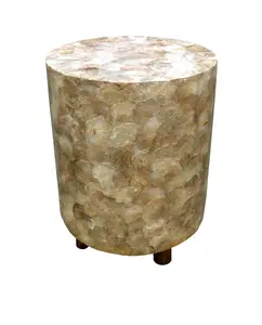 D-Art Collection Capiz Shell Round Stool