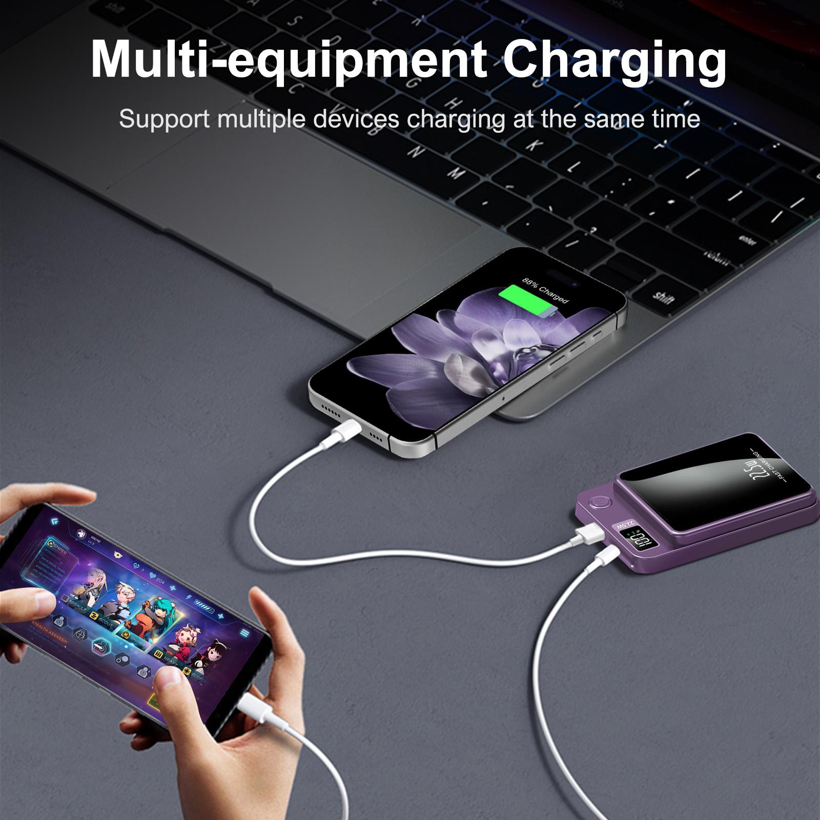 Digital Power Display 10000 mAh Wireless Magnetic Power Bank for iPhone & Android Phones, Compact and Portable Charger Chargeable Smartphone Battery