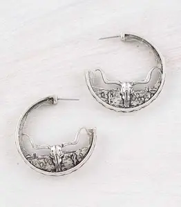 Western Longhorn Hoop Earrings