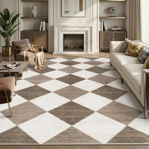 Modern Living Room Rugs Soft Area Carpet, Machine Washable Non-Slip Rubber Backing Low Pile Rug for Bedroom Dining Room Indoor Outdoor Fashion Carpet