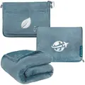 PAVILIA Travel Blanket and Pillow, Arms Opening Airplane Blankets for Adults, Compact Plane Blanket with Arm Hole 2-in-1 Bag for Flight Car Camping Fit in Luggage Backpack Traveler Gift