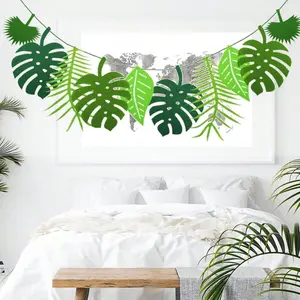 Hawaiian Summer Party Turtle Leaf Banner Decoration, Leaf Decor for Wildlife Zoo Jungle Tropical Beach Theme Parties, Birthday Wedding Supplies, Decorative Banner