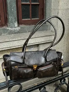 Vintage High-End Street Style Tote Bag, Punk Motorcycle Shoulder Bag, Fashionable Bohemian Crossbody Bag for Women, All Seasons PU Material