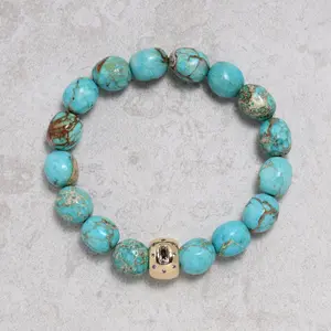 9x11mm King Turquoise Gemstone Elastic Bracelet