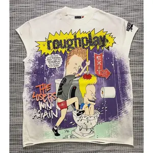 High Quality Men Couple Rough Play T-shirts Tops Tees Hot Drill Fashion Hip Hop Print Retro ROUGHPLAY T Shirt Clothing Men