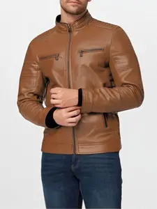 Men's Vintage Style Motorcycle Jacket Coats, Durable Synthetic Leather, Classic Rider Charm, Casual Fitted Design for Fall & Winter