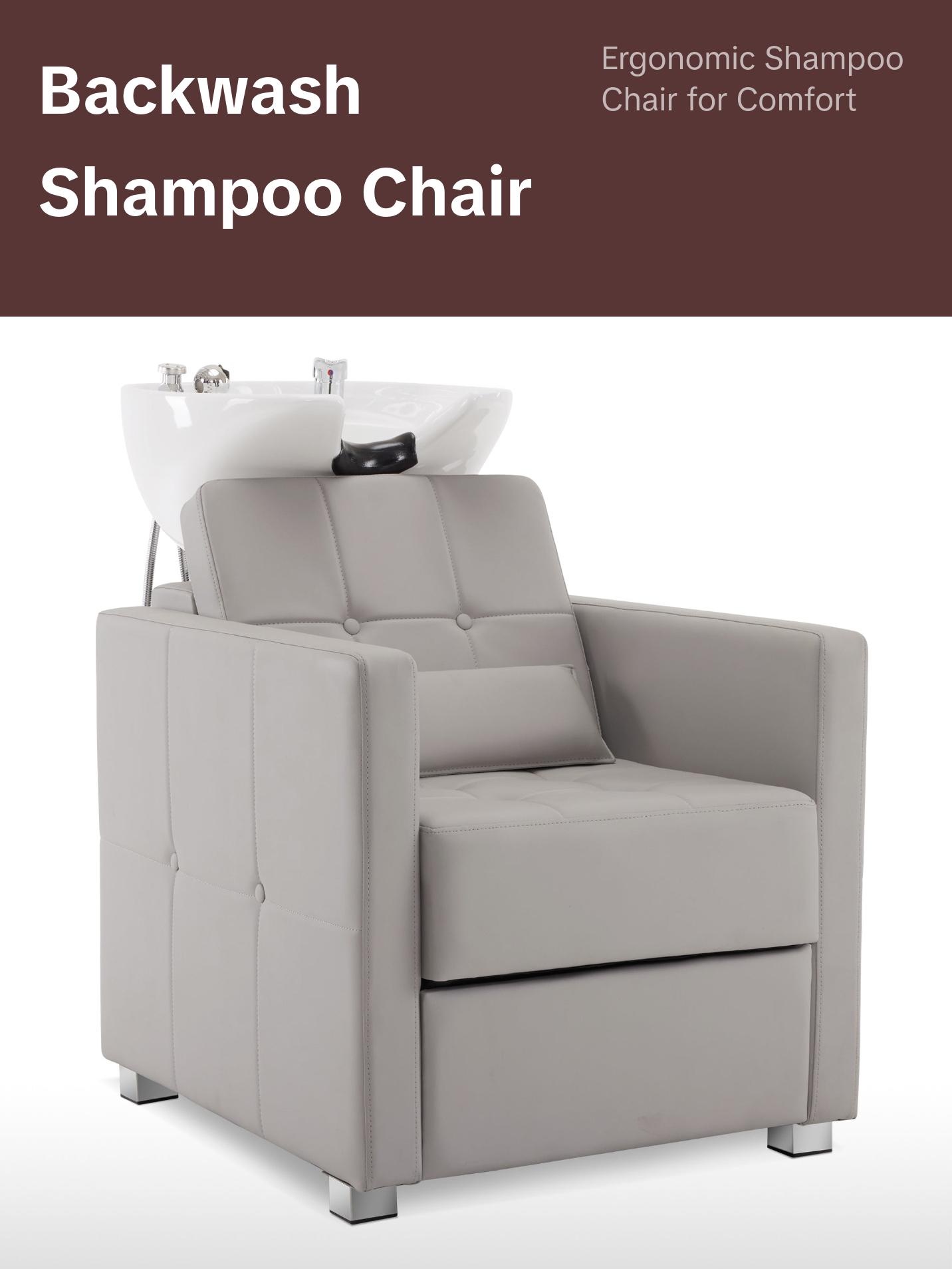 BarberPub Shampoo Chair with Backwash Ceramic shampoo Bowl Unit Station 9309