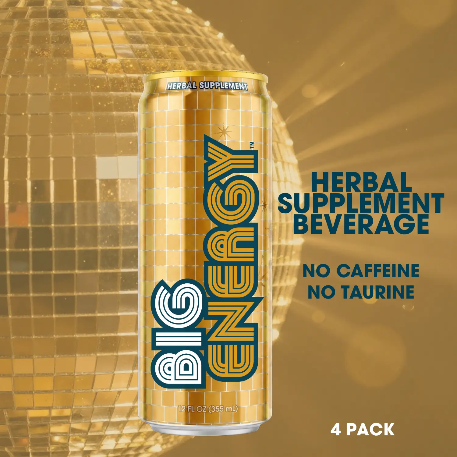 Big Energy — Caffeine-Free Sparkling Botanical Beverage | 4-Pack 12 fl oz Cans