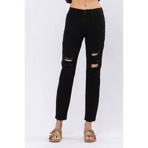 Judy Blue Black Destroyed Boyfriend Jeans