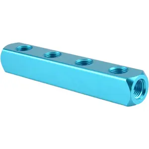 Air Manifold, 4 Way 7 Port Air Compressor Manifold,  Air Hose Inline Manifold Block Splitter, Pneumatic Manifold Air Distribution Block, NPT 1/4 Inch  Port, NPT 1/4 Inch Output Port