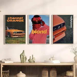 3 pieces Modern Racing Fashion Wall Art Canvas Painting Poster For Living Room Home Decor Frank Ocean Rapper Inspired HD Giclee Wall Poster Color Accurate Reproduction Hanging Painting Framed and Unframed Options