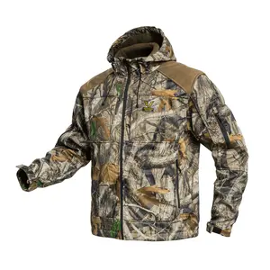 Quiet Hunting Jacket Fleece-Lined Camouflage Clothes Clothing Gear Hoodie Coat For Men