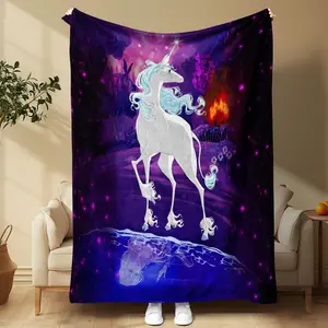 Unicorn Pattern Blanket, Soft Warm Throw Blanket, Air-Conditioned Room Blanket, Soft Lightweight Blanket, Warm Nap Blanket for Home Office Travel Camping