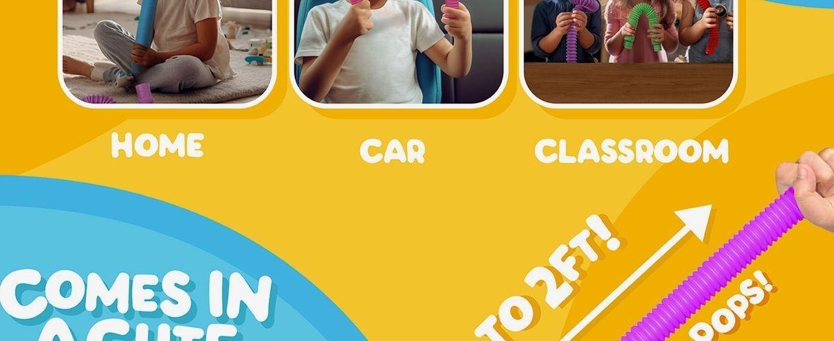 BUNMO Pop Tubes - Sensory Toys - Fidget Toys - Imaginative Play & Stimulating Creative Learning - Hours of Fun for Kids - Tons of Ways to Play - Non-Mouthable Toy 3+ - 4 Pack Large