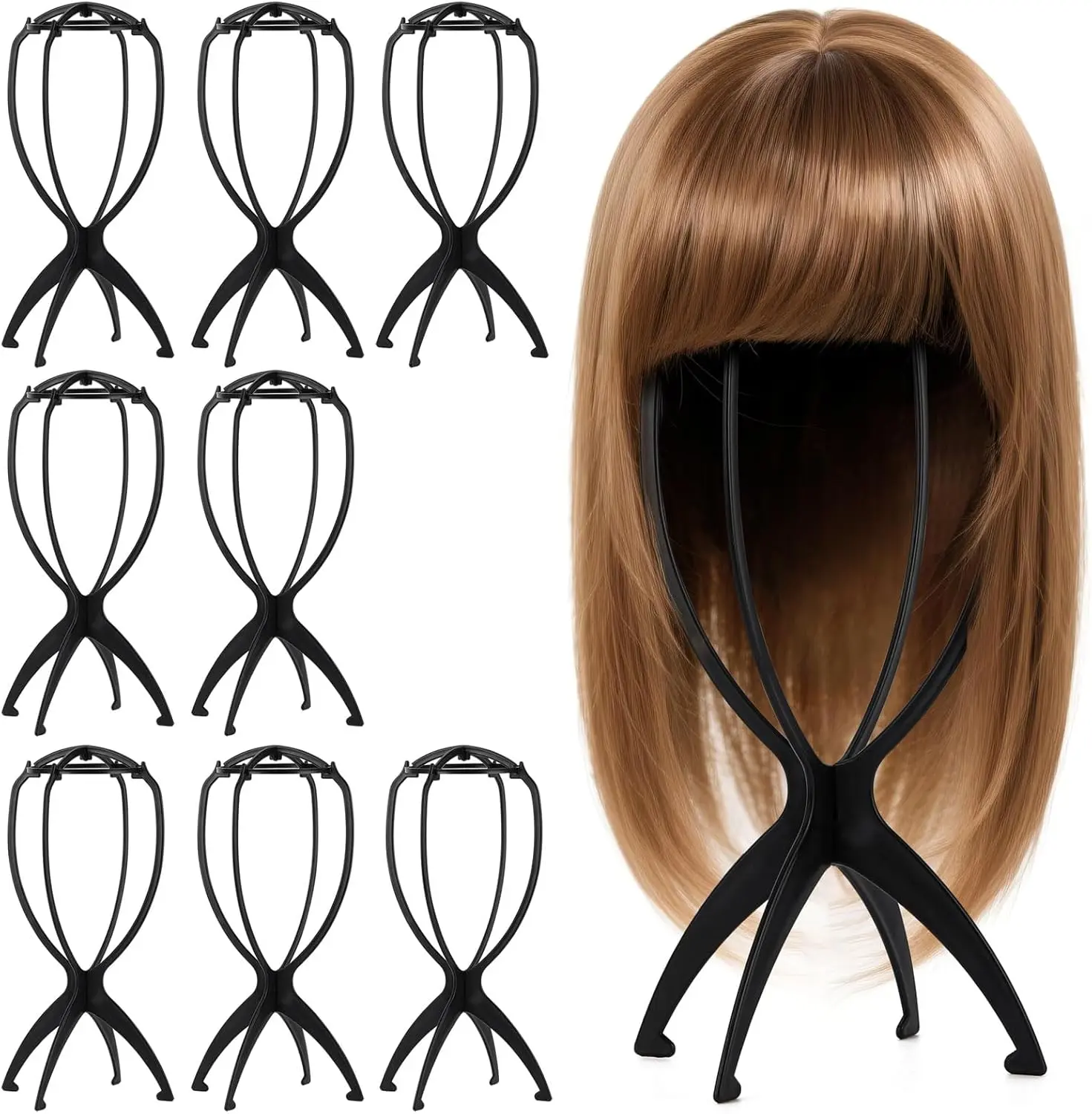 9 Pcs Wig Stand, Portable Wig Holder Wig Head Stand for Women Multiple Wigs 9 Pcs Wig Stand, Portable Wig Holder Wig Head Stand for Women Multiple Wigs