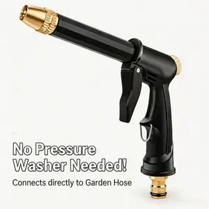 Heavy-Duty High Pressure Car Wash Gun, Long Wand Hose Nozzle Sprayer with Adjustable Brass Nozzle, Leak-Proof Power Washer Jet for Driveway Gutter & Patio Cleaning, Useful Father's Day Birthday Gift for Husband Dad Men