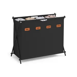 【Deals For You】SONGMICS Laundry Hamper, Laundry Basket, 40.9 Gal. Laundry Sorter 4 Sections, Collapsible X-Frame, Clothes Organizer with Customizable Labels, Laundry Room, Bedroom, Bathroom