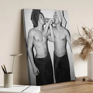 Heated Rivalry Drinking in Towel Poster  Ilya Rozanov and Shane Hollander