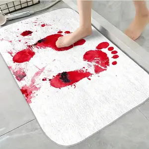 Bloody Footprints Bath Rug Mat, Bedroom, Or Study Decor Fast Drying Anti-Slip Soft Carpet For Bathroom Shower Laundry Room Kitchen All Season Home Decor Bathr Soft Flannel Bath Mat Home Decor Gift