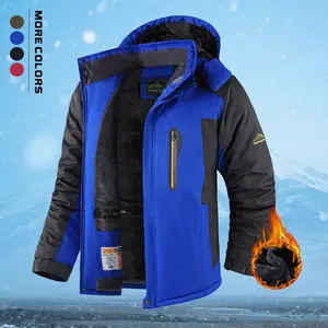 Men's Winter Fleece Lined Warm Windproof Waterproof Jacket - Fleece Lining, Hooded Design, Suitable for Outdoor Mountaineering and Hiking