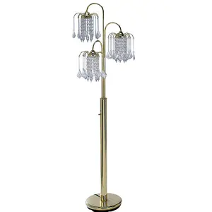 YYDS 63" Tall Metal Floor Lamp with Brass Finish, Crystal Chandelier design