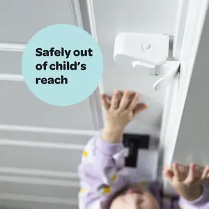 [FathersDayGift] Childproof Safety Lock, The Adjustable Snap-On Door Lock, Easy to install, Works With Door Knob, Lever or Handle - For Interior Doors Only
