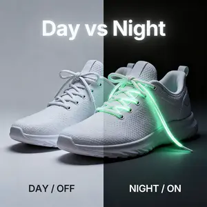Custom Flat Footwear Laces, Knitted Luminous Glow-in-the-Dark, Fade-Resistant, Personalized Design for Nighttime Running, Skateboarding Sports Shoe Accessories