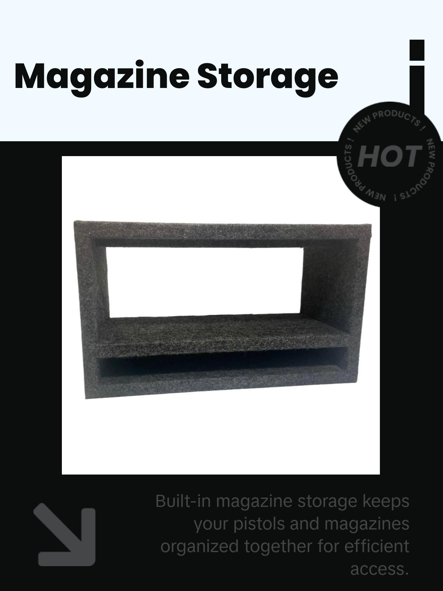 Magnetic Pistol Rack with Magazine Storage - Black Concrete Design for Easy Installation and Versatile Use