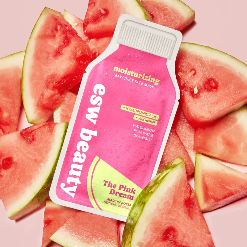[ESW Beauty] | The Pink Dream Moisturizing Raw Juice Sheet Mask | Hydrating Korean Beauty Face Mask with Arginine & Hyaluronic Acid | For Dry & Dehydrated Skin