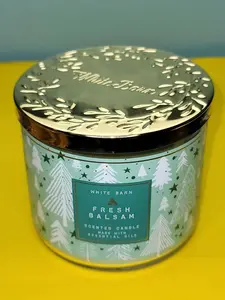 Bath & Body White Barn Aromatherapy Fresh Balsam Jar Essential Oil Candle 14.5