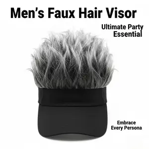 Men'S Funky Faux Fur Knit Beanie Hat - Hip-Hop Style, Straight Hair, No Brim, Perfect for Parties & Cosplay, Black & White Design, Party Accessory |   Funky Beanie |   Faux Fur Hat, Knit Beanie Hat