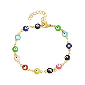 Stately Steel Enamel Evil Eye Chain Bracelet