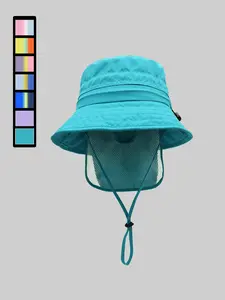 Color-Matched Sun Hat with Neck Guard, Breathable Adjustable Beach Cap for Kids Aged 1-8 Years, Unisex Casual Summer Accessory, Adjustable Sunscreen Hat