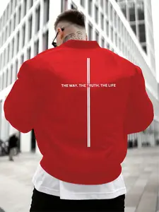 Men's Fall Outdoor Casual Comfortable Stand Collar Sweatshirt Jacket, Christian Cross Graphic Print, Holiday Gift, Fashion Pocket Zipper Coat