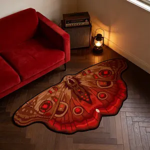 Irregular Shape Bedside Rug, Vintage Butterfly Carpet, Soft Velvet Mat, American Style Home Decor, Super Soft Rug, Bedroom Living Room Kitchen