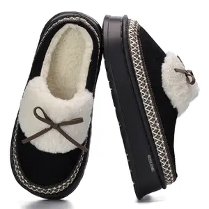 Womens House Memory Foam Slippers Bottom Fleece Lined Non Slip Rubber Sole Indoor Outdoor Shoes Winter Warm Mini Snow Boots