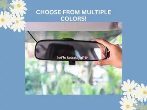 Hello Beautiful Rearview Mirror Decal with Heart, Car Mirror Sticker, Positive Affirmation Sticker, Car Accessories for Women,Cute Car Décor