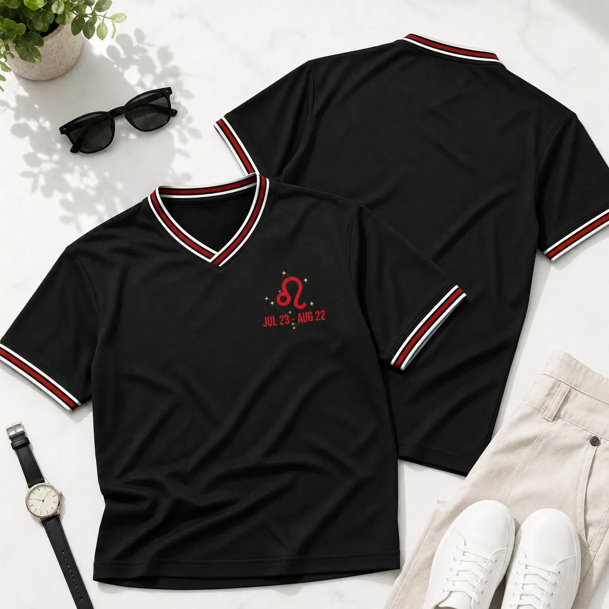 Unisex 12 Zodiac Sports Jersey - Black V-Neck Short Sleeve Tops, Relaxed Fit Breathable Athletic Streetwear, Astrology Sign Graphic Tee, Aries-Pisces Horoscope Birthday Gift, Plain Back Minimal Design, XXS-7XL
