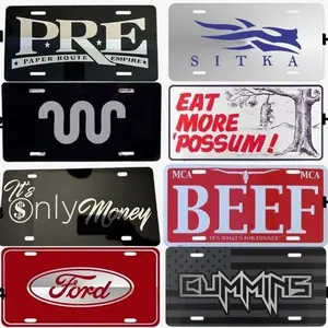 8 Styles Vintage PRE Sitka It's Only Money Eat More Possum King Ranch BEEF License Plate, Gift for Him, Front Car Truck Tag, 12 inch x 6 inch with 4 holes
