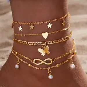 18K Stainless Steel Womens Anklet Full Set
