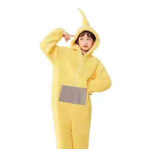 Cute Cartoon Onepiece Pajamas for Winter Thick Fleece Funny Loungewear Comfy Warm Home Clothes Suitable for Outdoor & Indoor