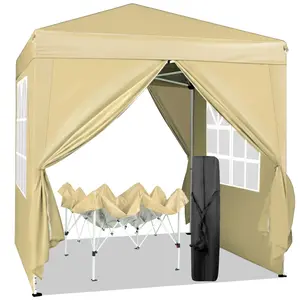 【Summervibes】6.5x6.5ft Pop Up Canopy Tent, Outdoor Instant Shelter Folding Canopy with 4 Side Walls and Carry Bag for Commercial Events, Party, Backyard BBQ