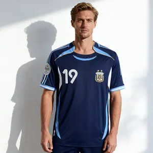 2006 World Cup Argentina Messi 19 Home Blue Soccer Short Sleeve Jersey