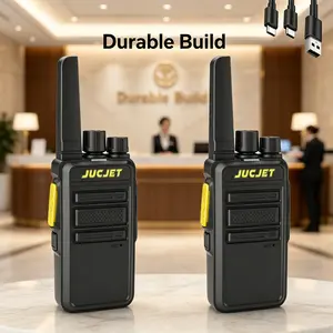 JUCJET 16 Channels Two Way Radios 2 Pack, Noise Cancelling FRS Walkie Talkies with 1500mAh Battery for Warehouse Security Logistics Operations